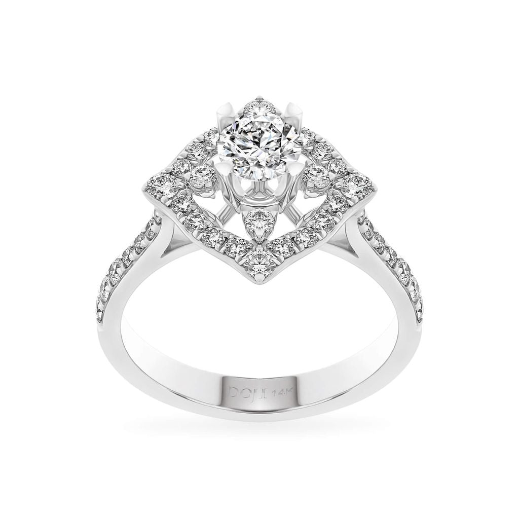 Nhẫn vàng trắng 14K gắn kim cương DOJI AFRB300137F2HA1 