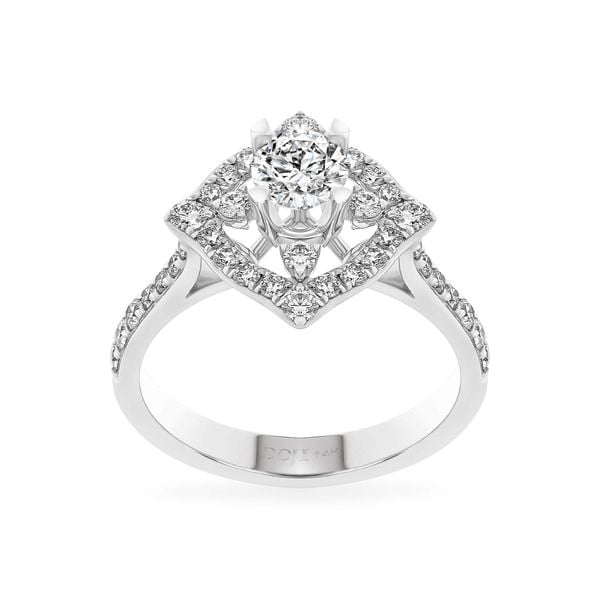 Nhẫn vàng trắng 14K gắn kim cương DOJI AFRB300137F2HA1