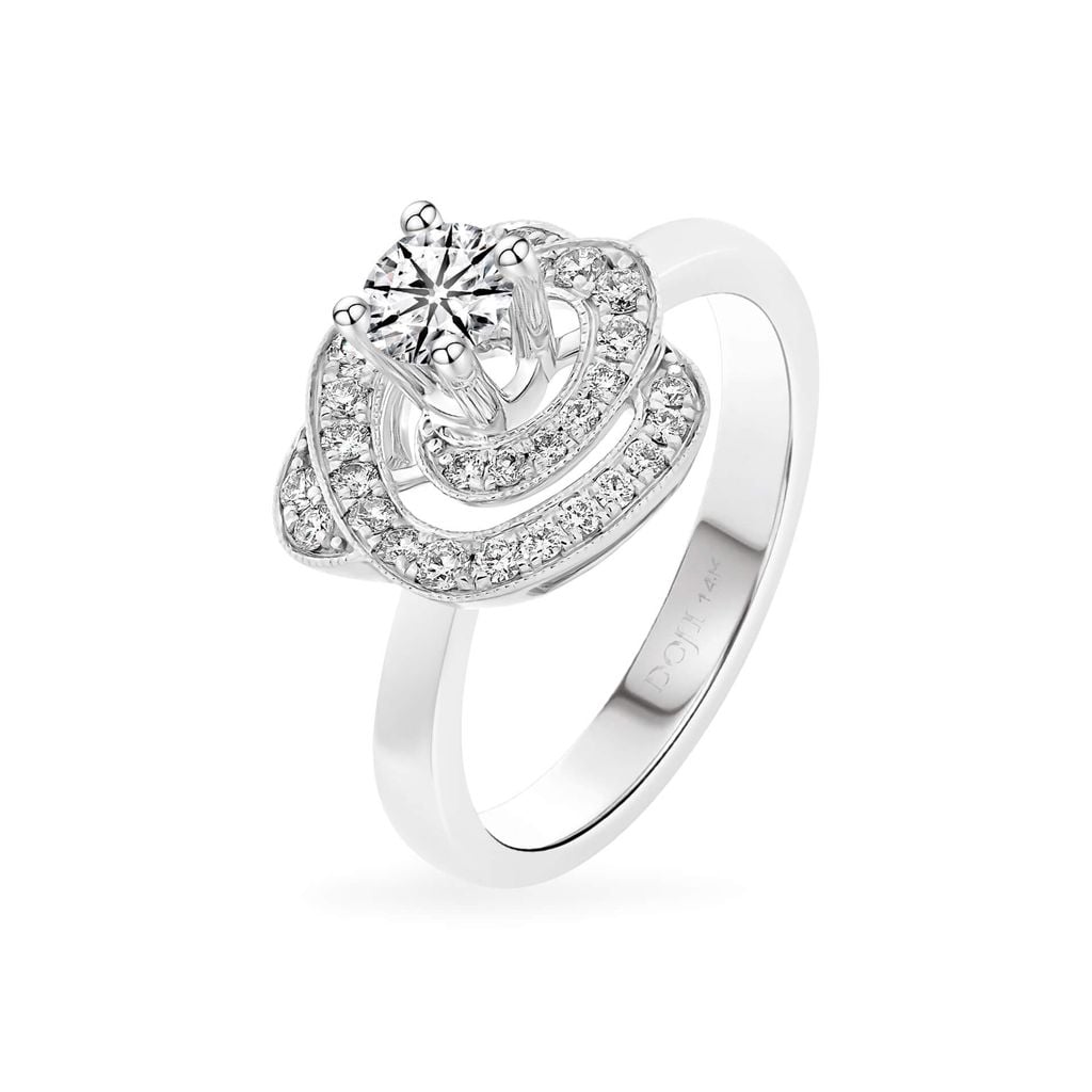 Nhẫn vàng trắng 14K gắn kim cương DOJI AFRB300143F2HA1 