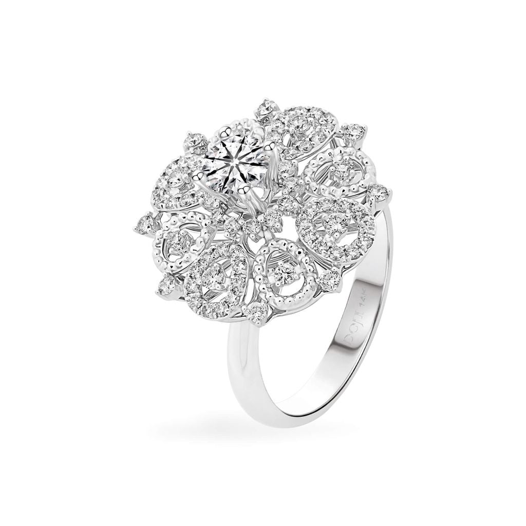 Nhẫn vàng trắng 14K gắn kim cương DOJI AFRB300160F2HA1 