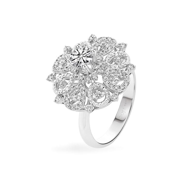 Nhẫn vàng trắng 14K gắn kim cương DOJI AFRB300160F2HA1