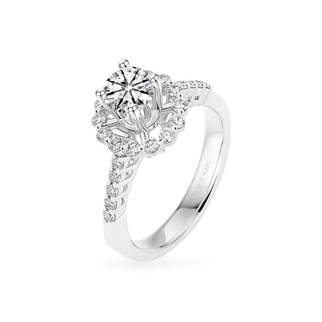 Nhẫn vàng trắng 14K gắn kim cương DOJI AFRB300180F2HA1 