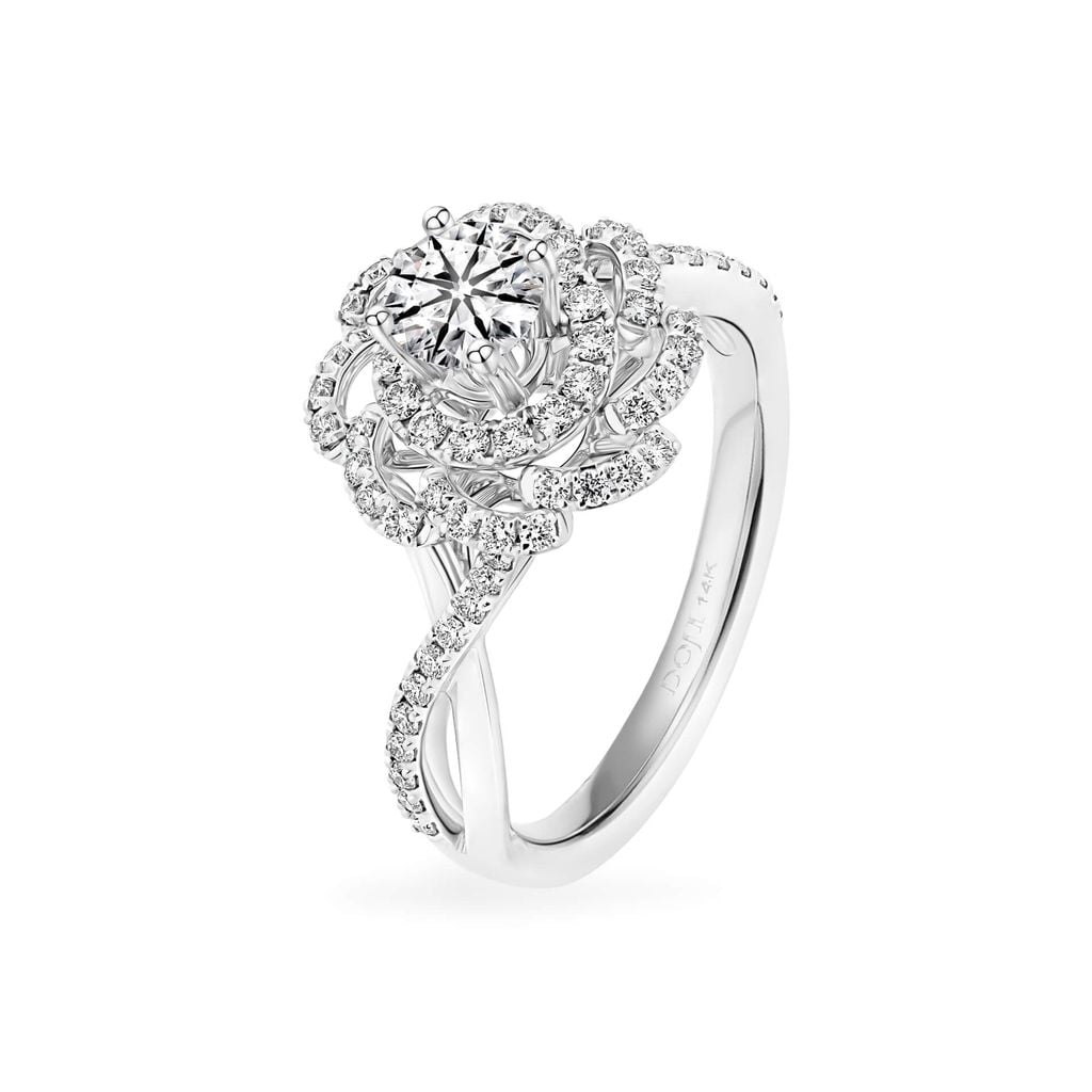 Nhẫn vàng trắng 14K gắn kim cương DOJI AFRB300186F2HA1 