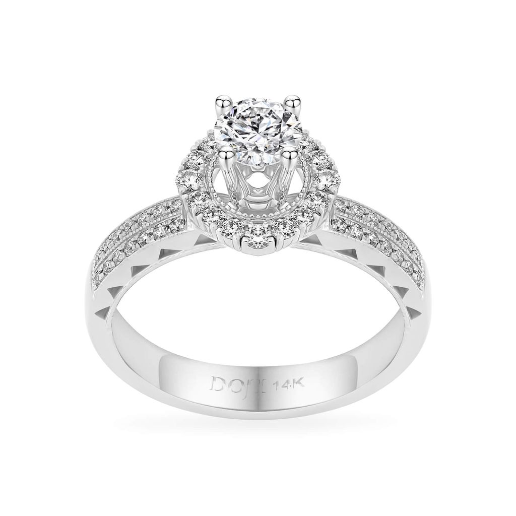 Nhẫn vàng trắng 14K gắn kim cương DOJI AFRB300195F2HA1 