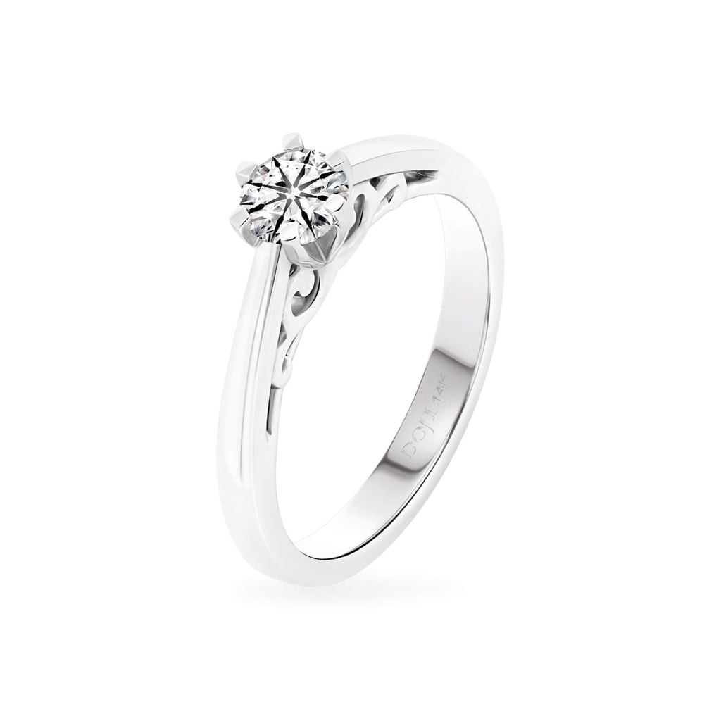 Nhẫn vàng trắng 14K gắn kim cương DOJI AFRB301219F2HA1 