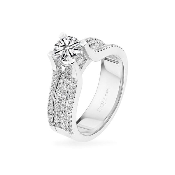 Nhẫn vàng trắng 14K gắn kim cương DOJI AFRB400412F2HA1