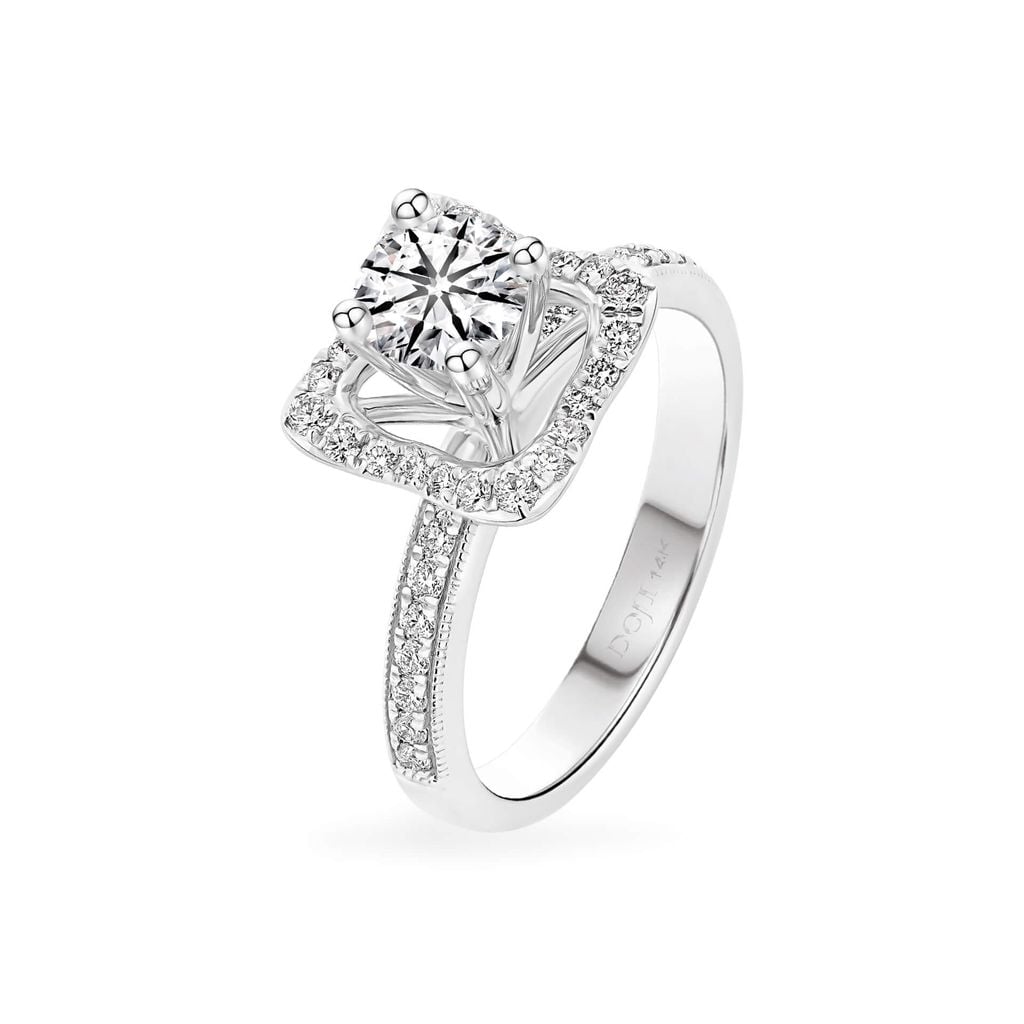 Nhẫn vàng trắng 14K gắn kim cương DOJI AFRB400449F2HA1 