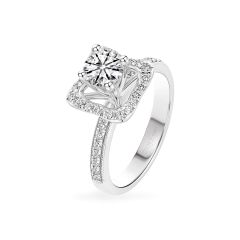 Nhẫn vàng trắng 14K gắn kim cương DOJI AFRB400449F2HA1