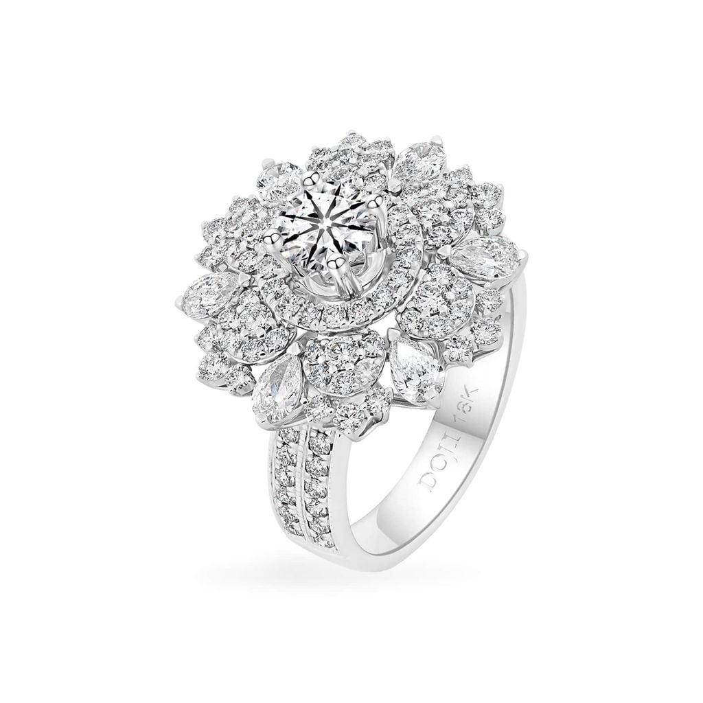 Nhẫn vàng trắng 18K gắn kim cương DOJI AFRB402498D2HA1 