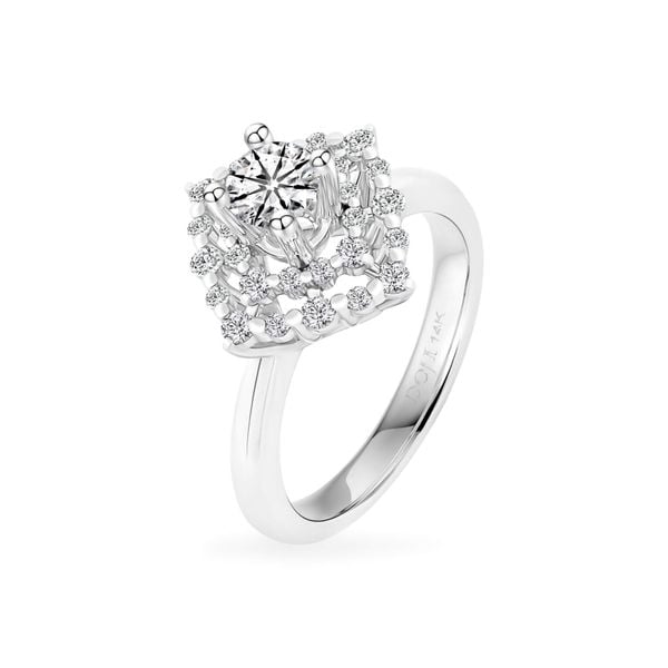 Nhẫn vàng trắng 14K gắn kim cương DOJI AFRB900034F2HA1