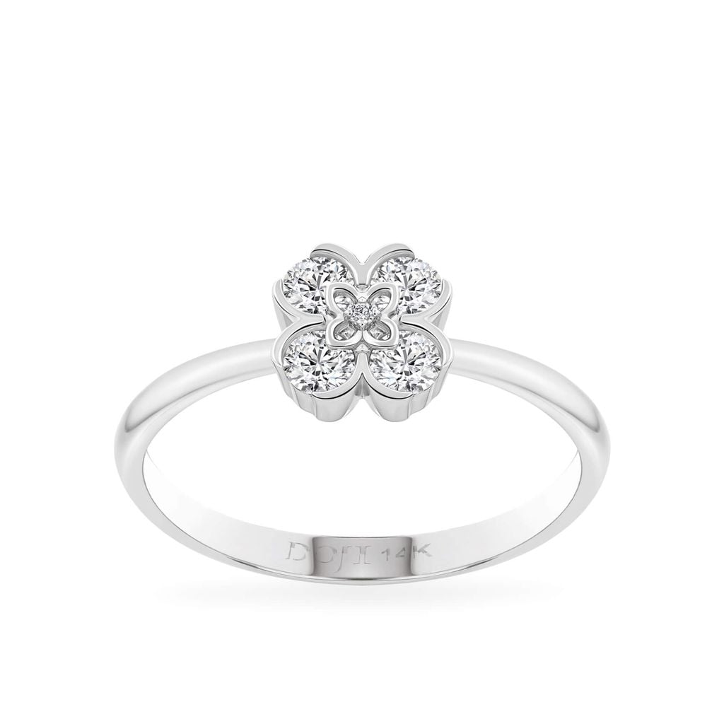 Nhẫn vàng trắng 14K gắn kim cương DOJI AFRB902804F2HM1 