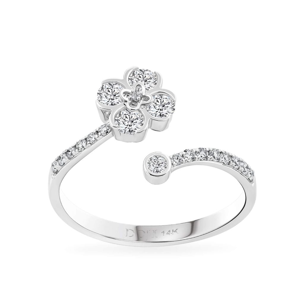 Nhẫn vàng trắng 14K gắn kim cương DOJI AFRB902806F2HM1 
