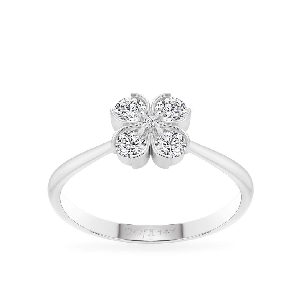 Nhẫn vàng trắng 14K gắn kim cương DOJI AFRB902807F2HM1 