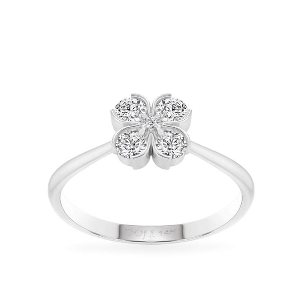 Nhẫn vàng trắng 14K gắn kim cương DOJI AFRB902807F2HM1