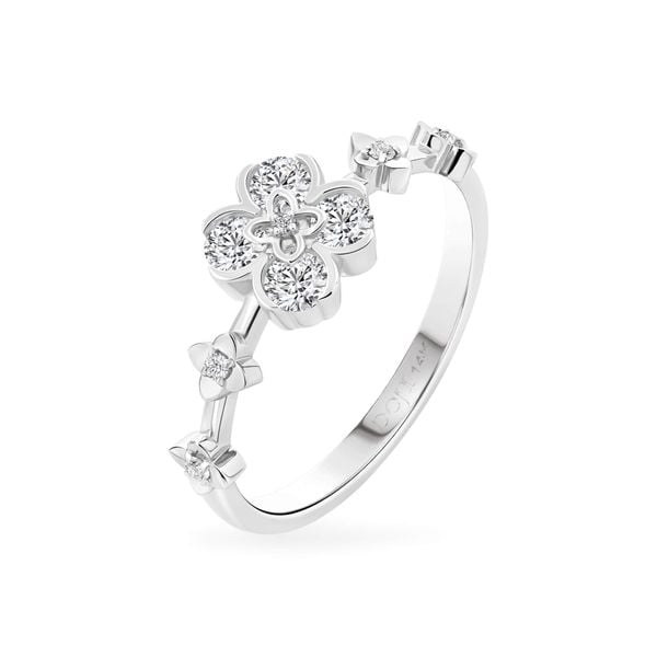 Nhẫn vàng trắng 14K gắn kim cương DOJI AFRB902808F2HM1