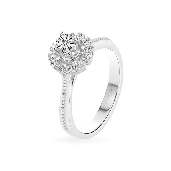 Nhẫn đính hôn vàng trắng 14K gắn kim cương DOJI AFRE000005F2HA1