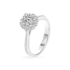 Nhẫn đính hôn vàng trắng 14K gắn kim cương DOJI AFRE000005F2HA1