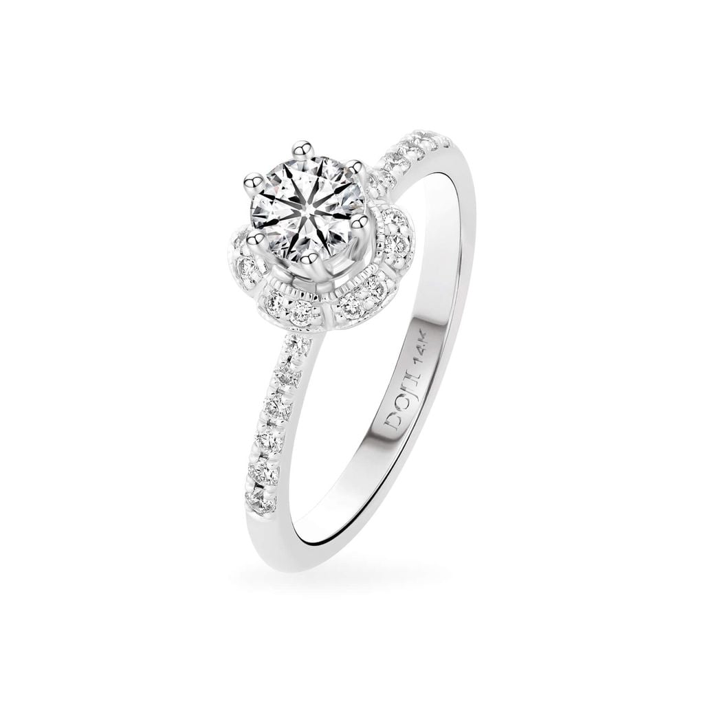 Nhẫn đính hôn vàng trắng 14K gắn kim cương DOJI AFRE000008F2HA1 