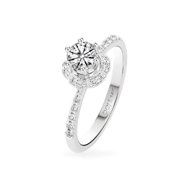 Nhẫn đính hôn vàng trắng 14K gắn kim cương DOJI AFRE000008F2HA1