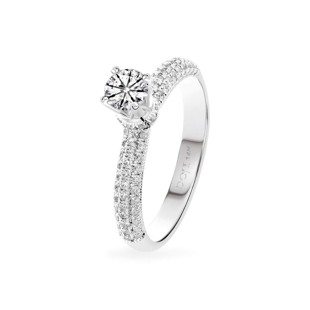 Nhẫn đính hôn vàng trắng 14K gắn kim cương DOJI AFRE000016F2HA1 
