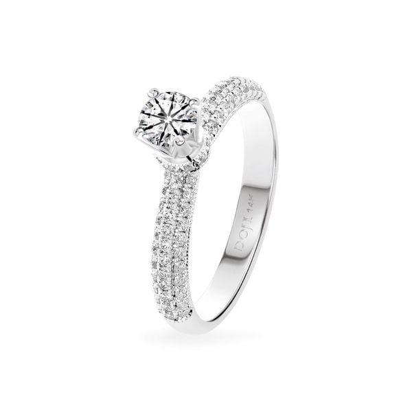 Nhẫn đính hôn vàng trắng 14K gắn kim cương DOJI AFRE000016F2HA1