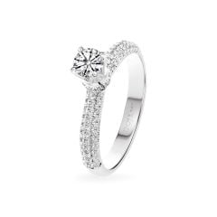 Nhẫn đính hôn vàng trắng 14K gắn kim cương DOJI AFRE000016F2HA1
