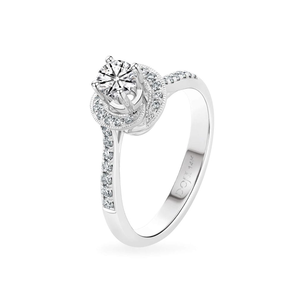 Nhẫn đính hôn vàng trắng 14K gắn kim cương DOJI AFRE000032F2HA1 