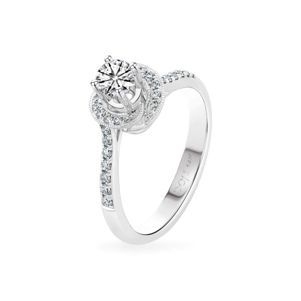 Nhẫn đính hôn vàng trắng 14K gắn kim cương DOJI AFRE000032F2HA1