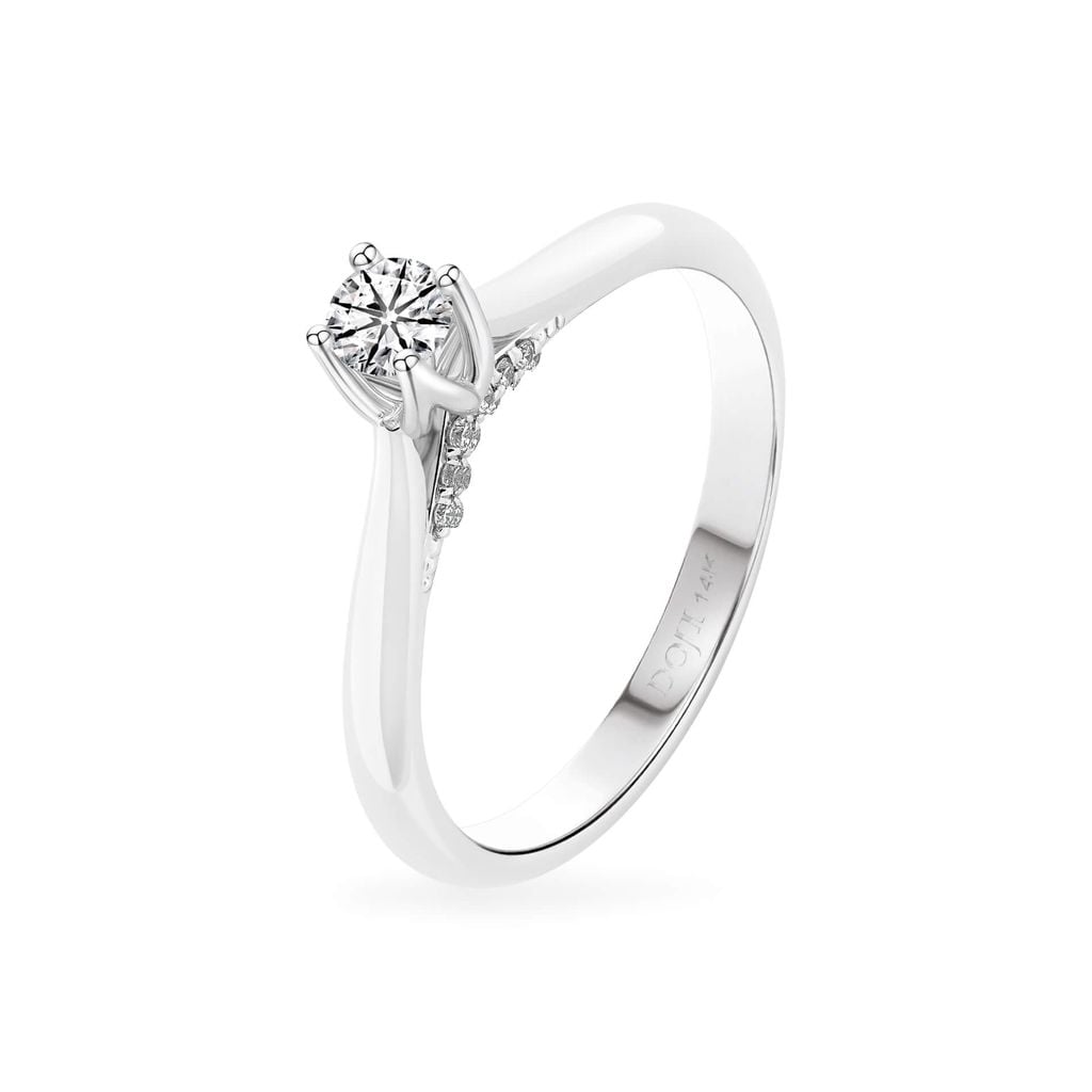 Nhẫn đính hôn vàng trắng 14K gắn kim cương DOJI AFRE000063F2HA1 