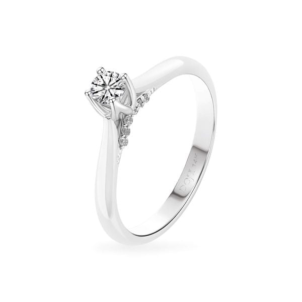 Nhẫn đính hôn vàng trắng 14K gắn kim cương DOJI AFRE000063F2HA1