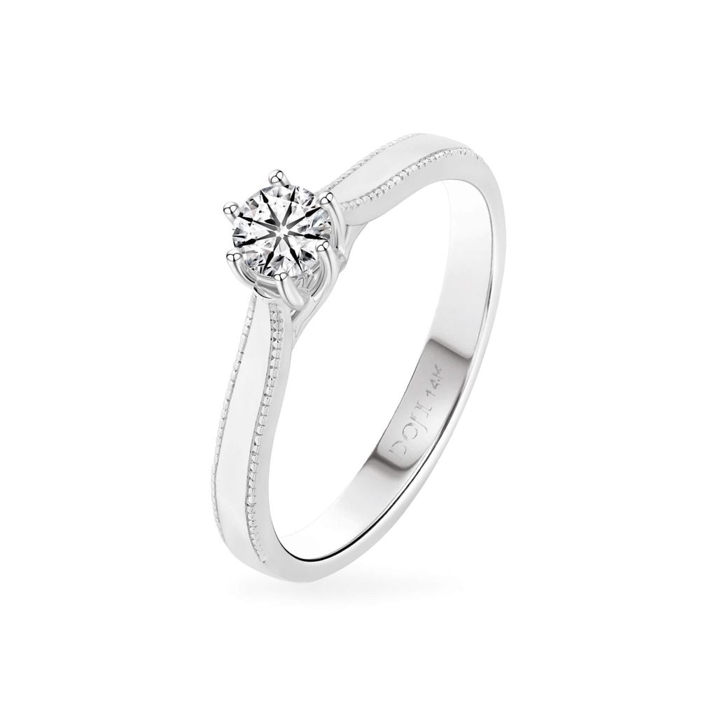 Nhẫn đính hôn vàng trắng 14K gắn kim cương DOJI AFRE000071F2HA1 