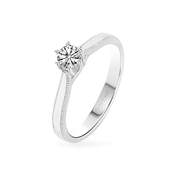 Nhẫn đính hôn vàng trắng 14K gắn kim cương DOJI AFRE000071F2HA1