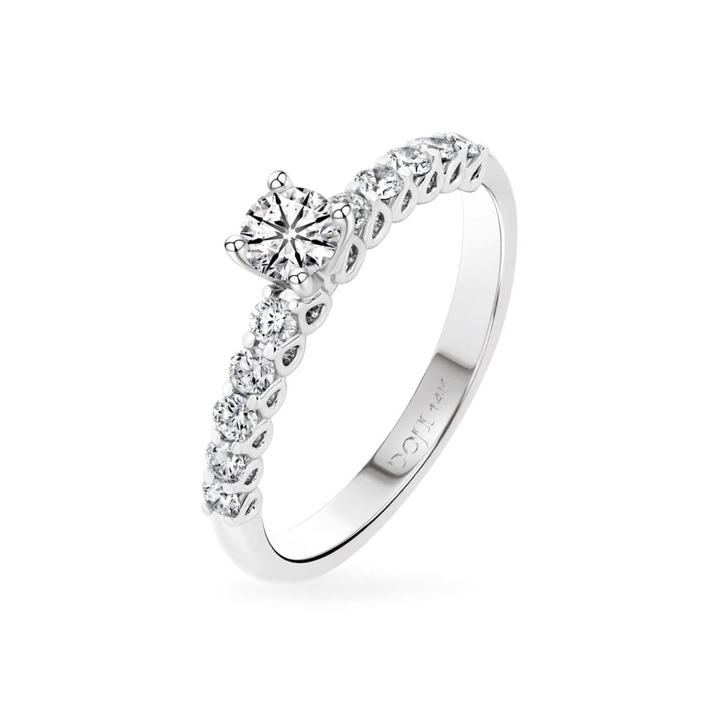 Nhẫn đính hôn vàng trắng 14K gắn kim cương DOJI AFRE000112F2HA1 