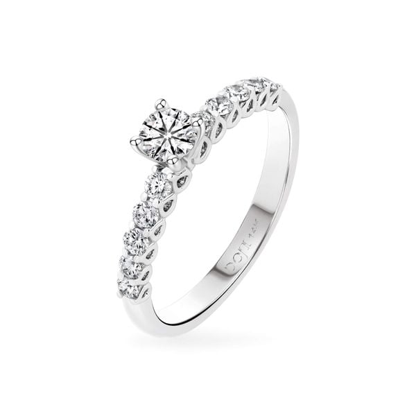 Nhẫn đính hôn vàng trắng 14K gắn kim cương DOJI AFRE000112F2HA1