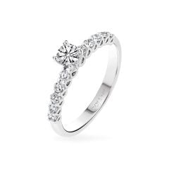 Nhẫn đính hôn vàng trắng 14K gắn kim cương DOJI AFRE000112F2HA1