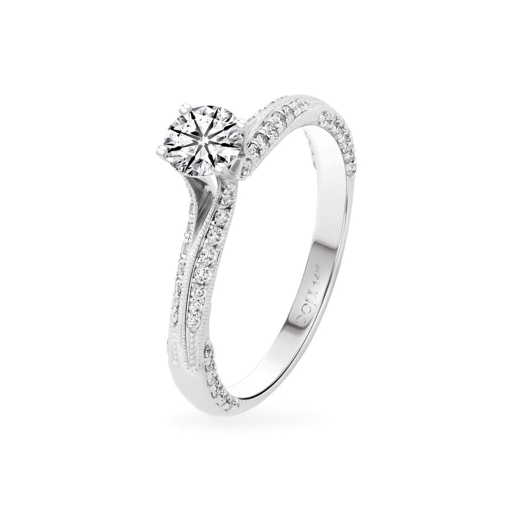 Nhẫn đính hôn vàng trắng 14K gắn kim cương DOJI AFRE000116F2HA1 