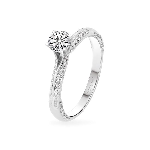 Nhẫn đính hôn vàng trắng 14K gắn kim cương DOJI AFRE000116F2HA1