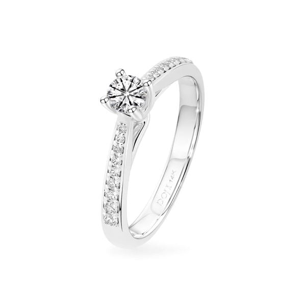 Nhẫn đính hôn vàng trắng 14K gắn kim cương DOJI AFRE010025F2HA1