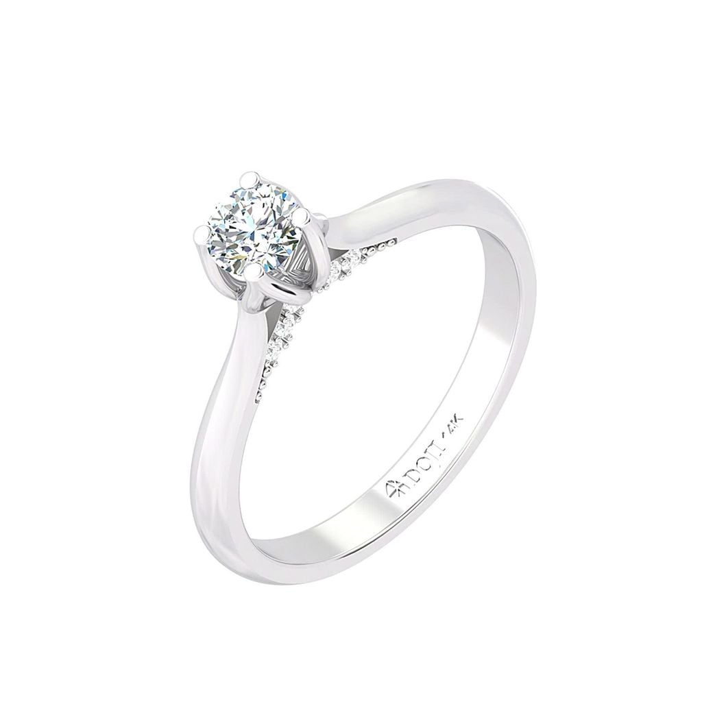 Nhẫn đính hôn vàng trắng 14K gắn kim cương DOJI AFRE010044F2NN1 