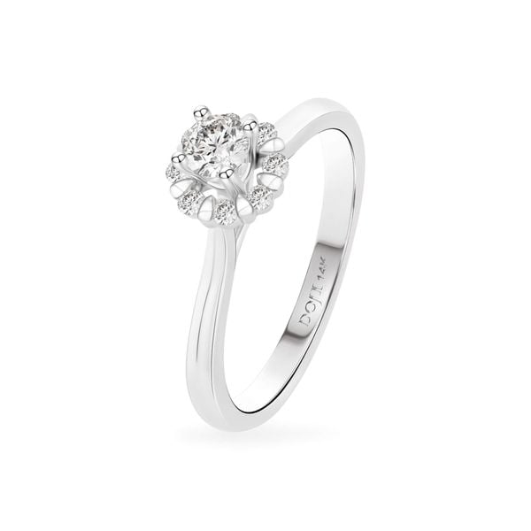 Nhẫn đính hôn vàng trắng 14K gắn kim cương DOJI AFRE010046F2NN1