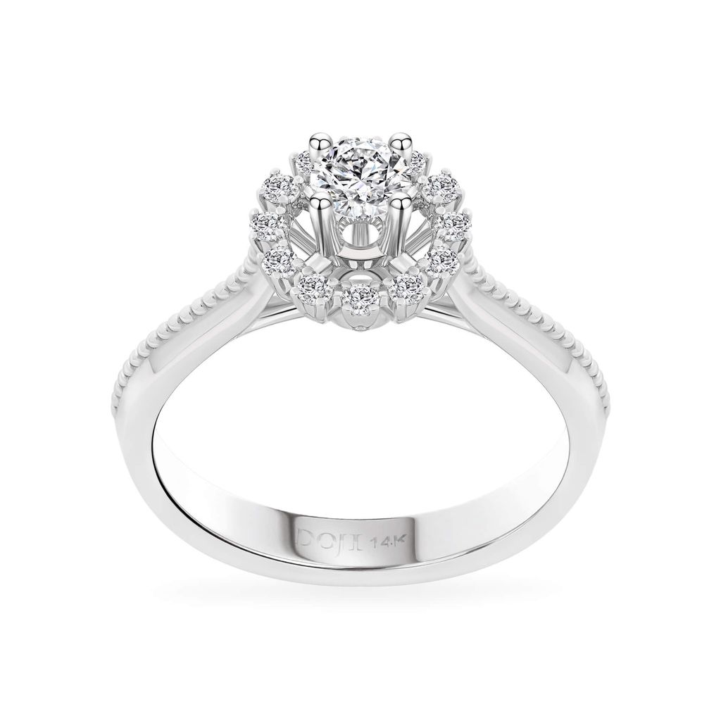 Nhẫn đính hôn vàng trắng 14K gắn kim cương DOJI AFRE000005F2DA1 