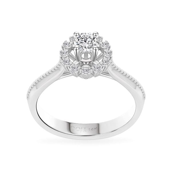 Nhẫn đính hôn vàng trắng 14K gắn kim cương DOJI AFRE000005F2DA1