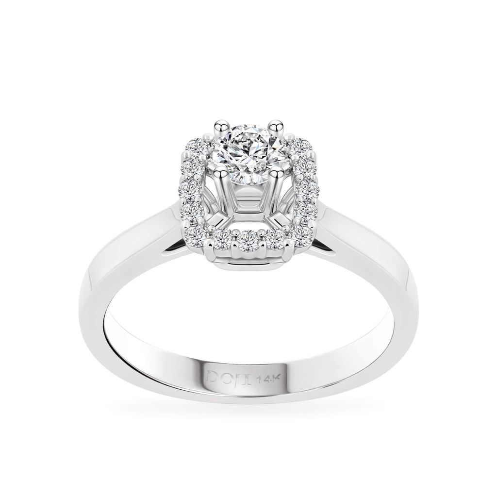 Nhẫn đính hôn vàng trắng 14K gắn kim cương DOJI AFRE000010F2DA1 