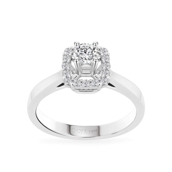 Nhẫn đính hôn vàng trắng 14K gắn kim cương DOJI AFRE000010F2DA1