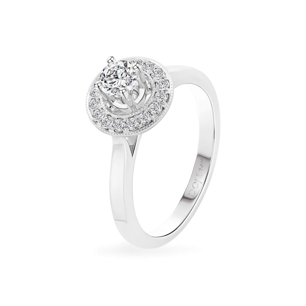 Nhẫn đính hôn vàng trắng 14K gắn kim cương DOJI AFRE000011F2NN1 