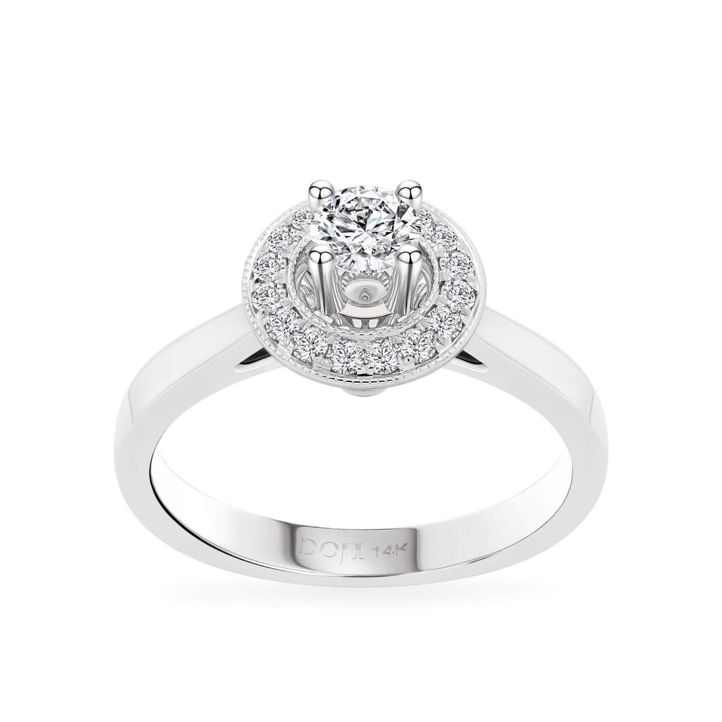 Nhẫn đính hôn vàng trắng 14K gắn kim cương DOJI AFRE000011F2NN1 