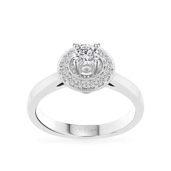 Nhẫn đính hôn vàng trắng 14K gắn kim cương DOJI AFRE000011F2NN1