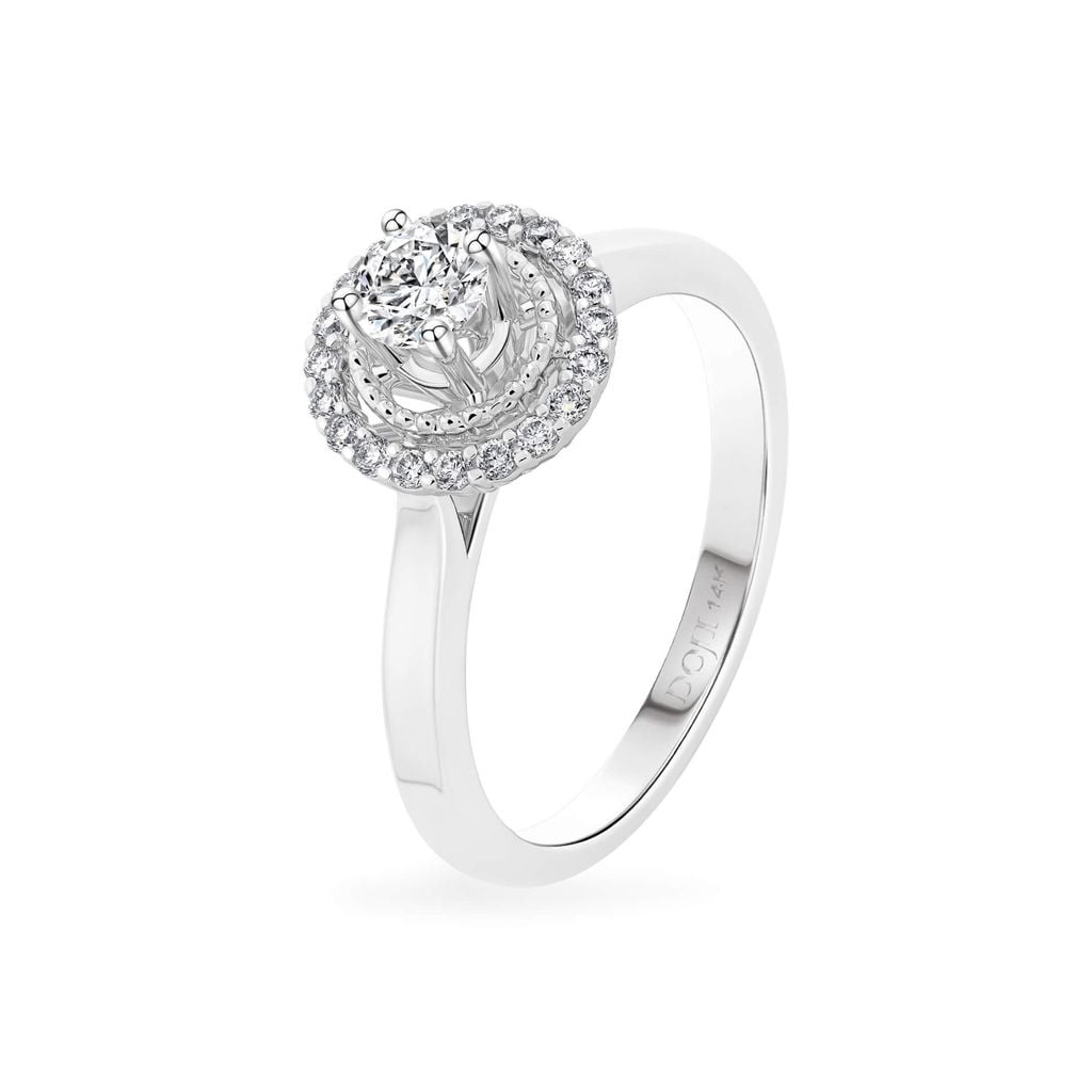 Nhẫn đính hôn vàng trắng 14K gắn kim cương DOJI AFRE000013F2NN1 