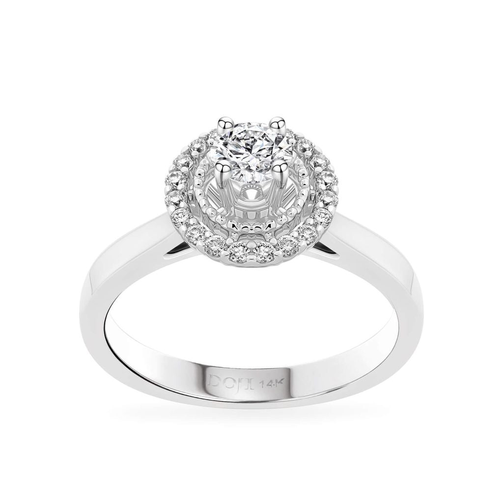 Nhẫn đính hôn vàng trắng 14K gắn kim cương DOJI AFRE000013F2NN1 