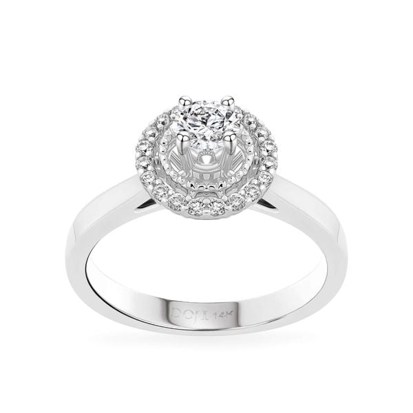Nhẫn đính hôn vàng trắng 14K gắn kim cương DOJI AFRE000013F2NN1